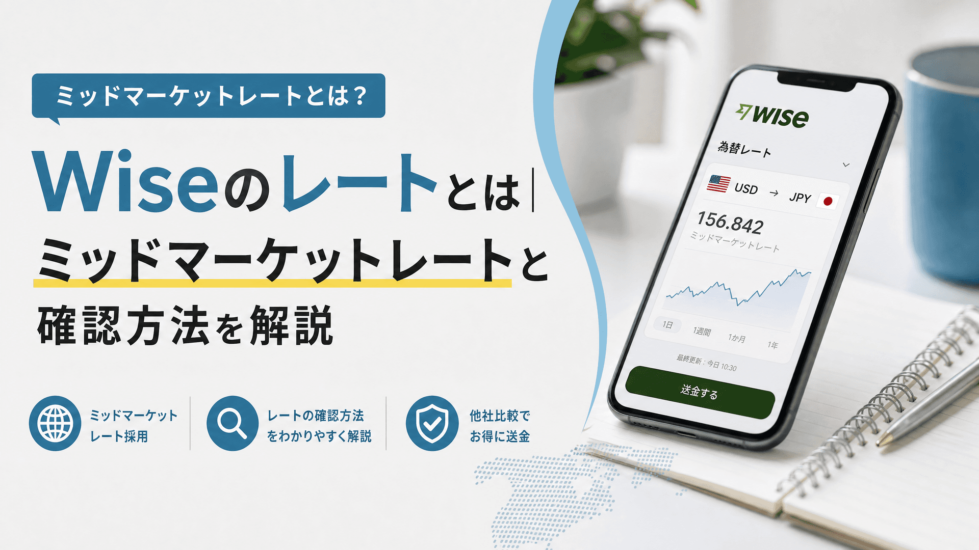 Wiseのレートとは｜ミッドマーケットレートと確認方法を解説